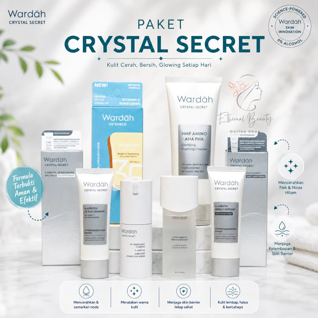 PAKET Wardah Crystal Secret Lengkap Glowing Mencerahkan Bekas Jerawat Berminyak
