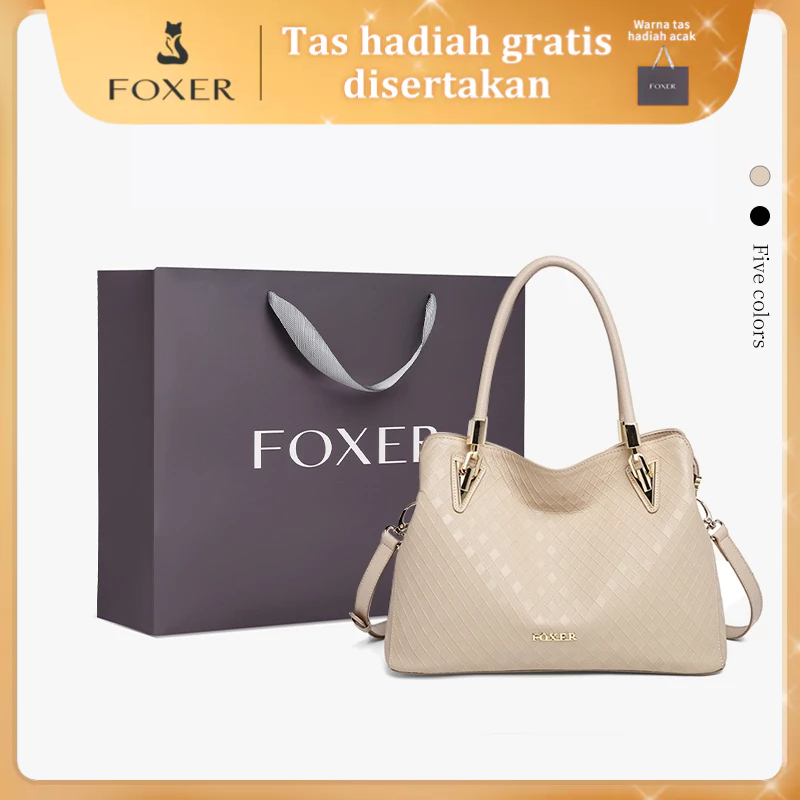 FOXER Tas Selempang Tangan Kulit Wanita Tas Selempang Ibu Ibu Tas Tangan Kondangan