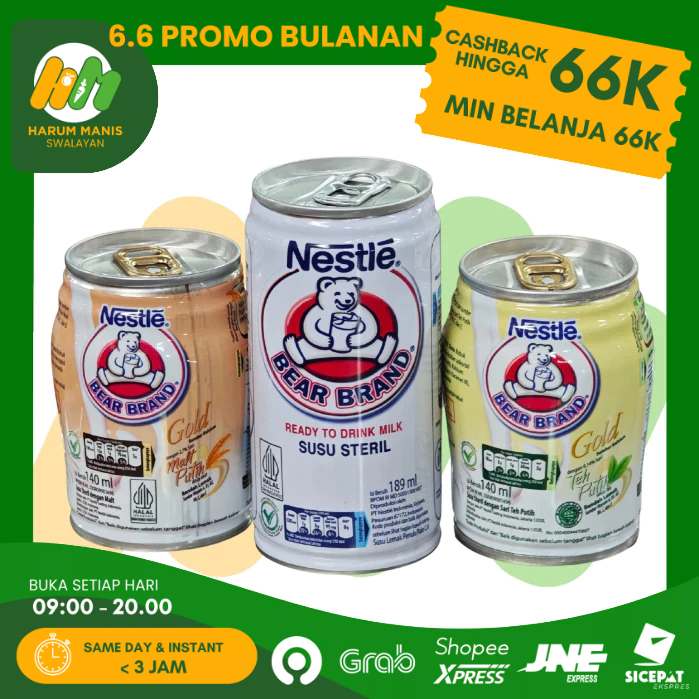 BEAR BRAND 189ML / SUSU BERUANG 189ML / SUSU STERIL / BEAR BRAND TEH PUTIH 140ML / BEAR BRAND MALT P