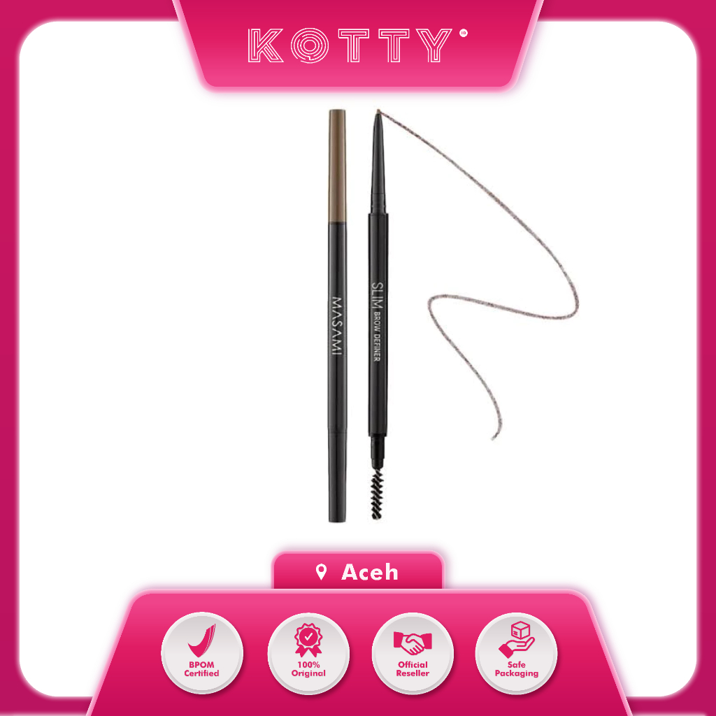 Kotty Kosmetik - MASAMI - Slim Brow Definer 1mm - Pensil Alis Ujung Tipis Presisi Eyebrow Pencil Smo