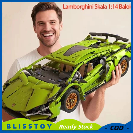 <COD>1314Pcs RC Mainan mobil Bricks/1:14 Besar Lamborghini Model/Building Block Edukasi/Mobil Balap 