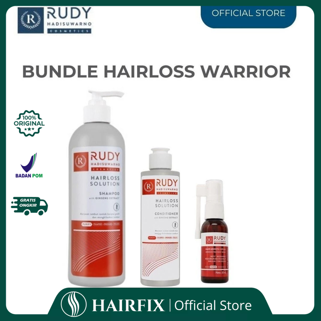 Paket Rudy Hadisuwarno Perawatan Lengkap Rambut Rontok | Shampoo + Conditioner + Serum