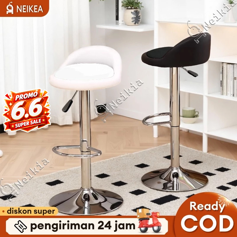 Kursi Bar Hidrolik Putar Adjustable Minimalis Kursi Cafe Dapur Minibar NEIKIA