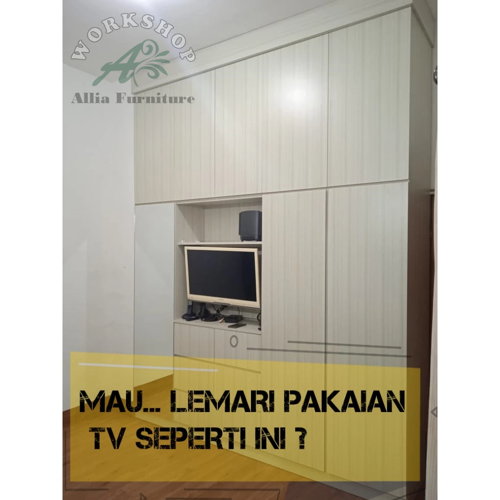 Lemari Pakaian Minimalis TV Custom - Furniture Custom