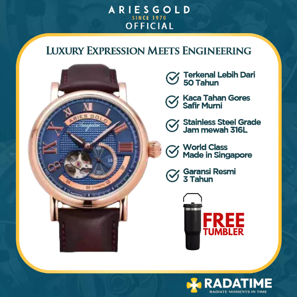 [FREE TUMBLER] Jam Tangan Pria Aries Gold Inspire Gauntlet Vintage 100% Original Rose Gold G-903-RG-