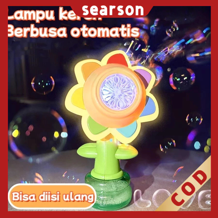 [ Ready ]Mainan Anak-Anak Pistol Gelembung Bunga Matahari/Senapan Mesin Gelembung Sabun Elektrik Bun