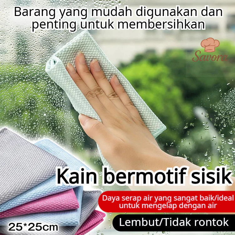 [Diskon Spesial 50%]  Kain Lap Ikan | Kain Lap Piring Dapur | Serat Mikro Ultra Tebal | Kain Lap Kac