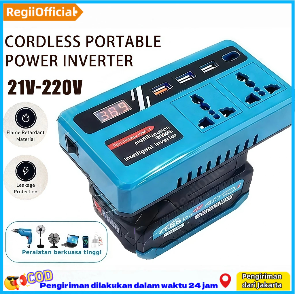 Power Inverter 21V ke 220V 150W - 3 USB Baterai Makita soket konverter daya multifungsi Pengisi daya
