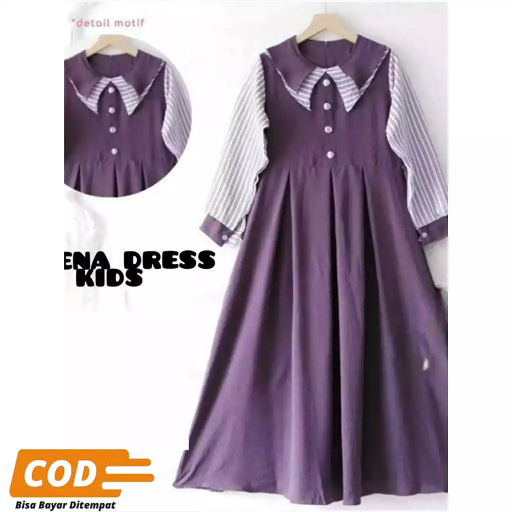 GAMIS PEREMPUAN DRESS GAMIS ANAK TANGGUNG USIA 7-14 thn - cringkle airflow mix katun salur
