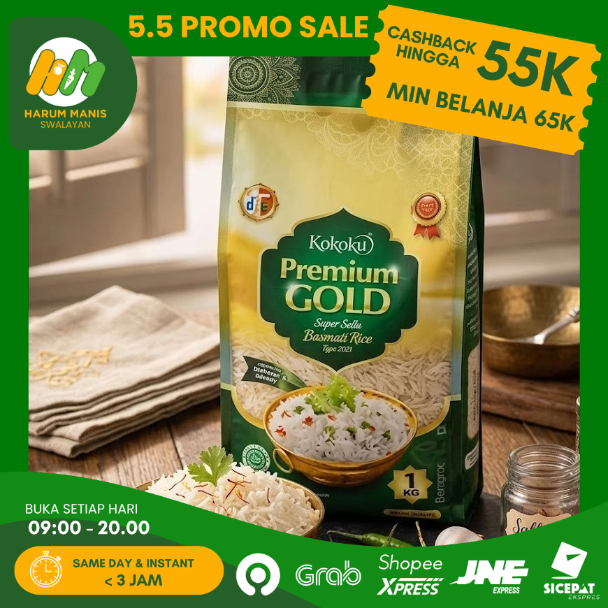 BERAS BASMATI PREMIUM GOLD 1KG / BERAS KOKOKU 1KG / BERAS BASMATI 1KG