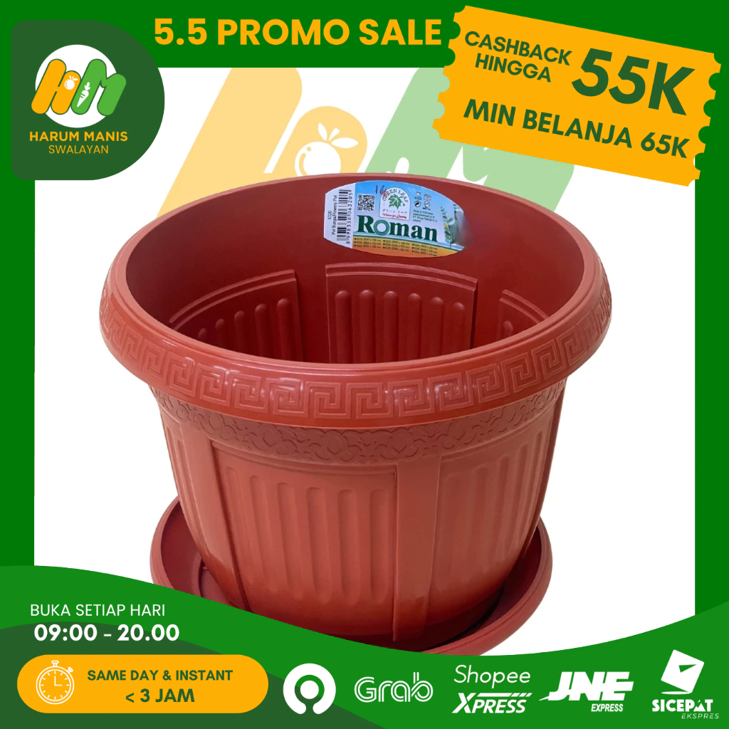 POT BUNGA PLASTIK ROMAN GL-6320 / POT TANAMAN HIAS UKURAN SEDANG