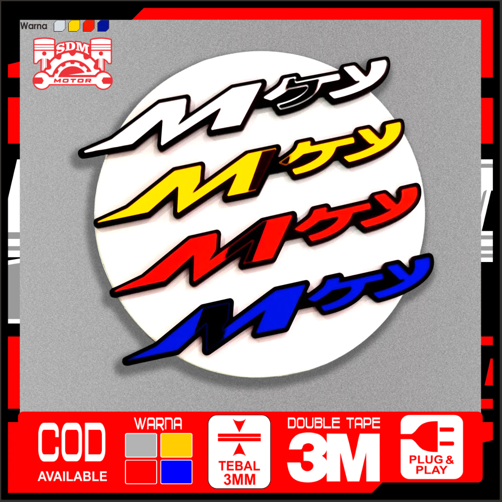 SDM  Emblem Mio Japan 2 PCS Timbul 3D Logo Aksesoris Motor Mio Jepang