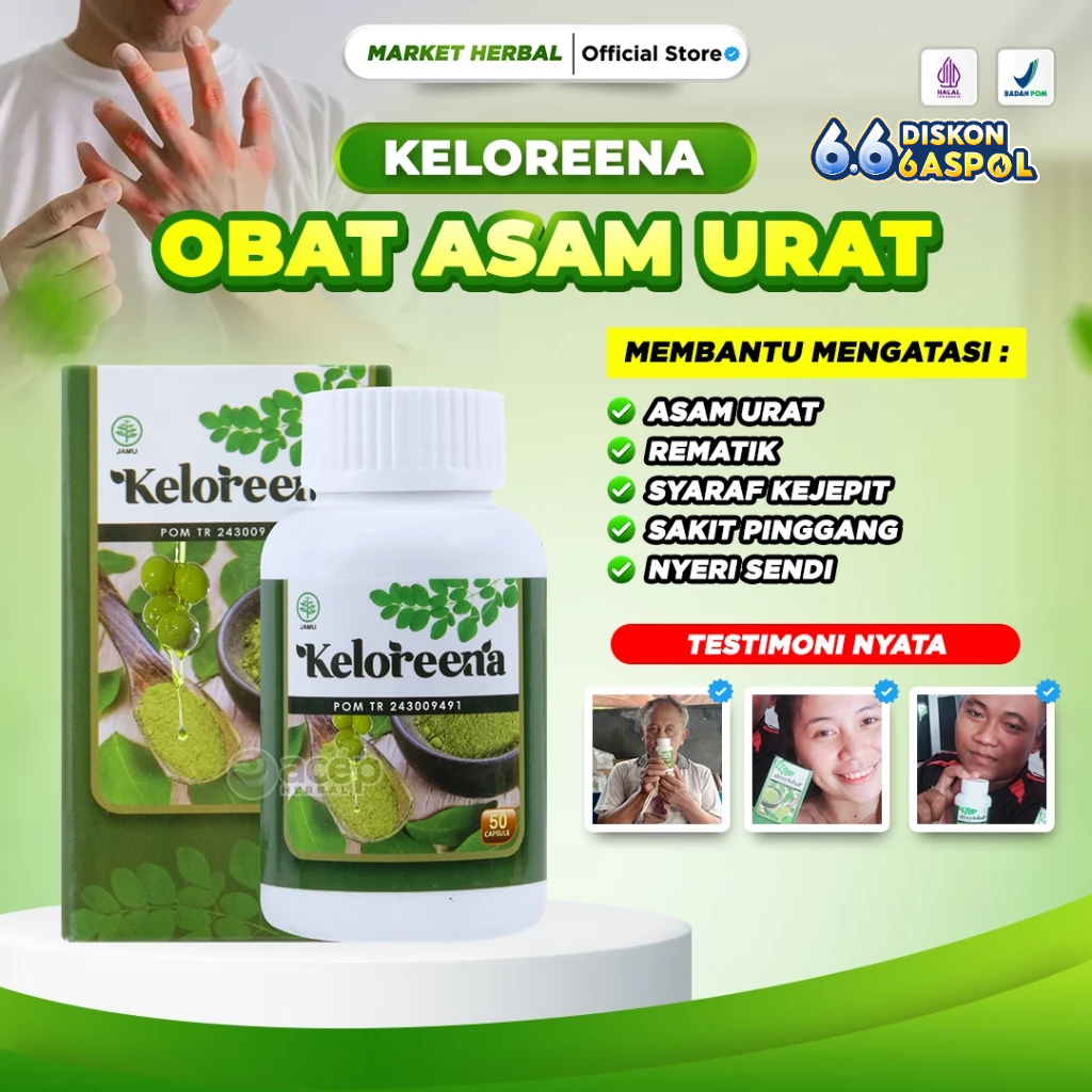Obat Asam Urat Saraf Kejepit dan Nyeri Sendi Kolesterol Penurun Darah Tinggi Kelorena Kapsul Isi 50 