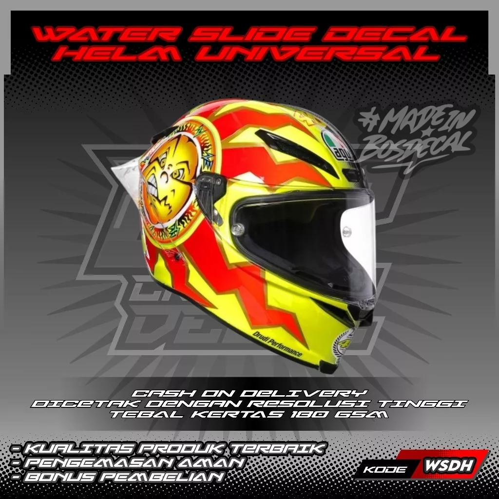 WATER SLIDE DECAL HELM UNIVERSAL MOTIF ROSSI 46 20TH ANNIVERSARY SUN & MOON | WATER SLIDE DECAL HELM