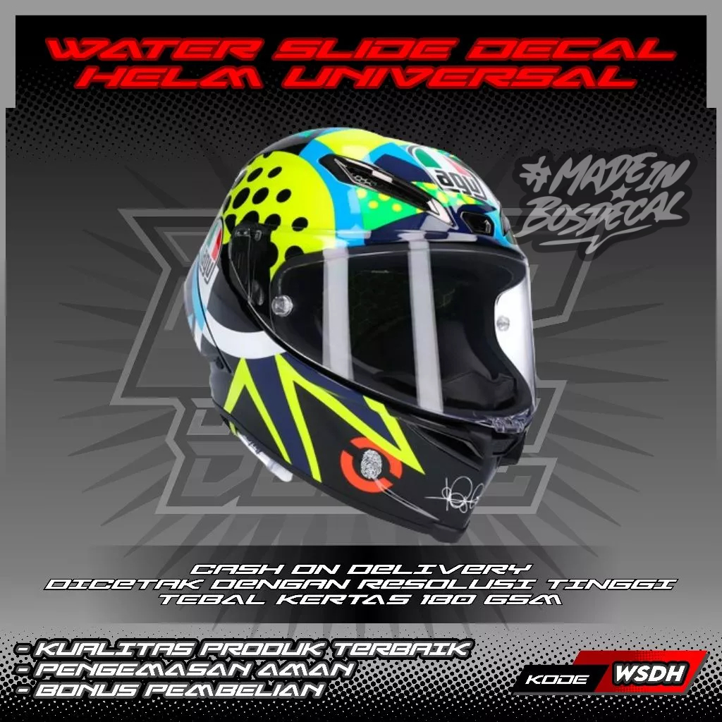 WATER SLIDE DECAL HELM UNIVERSAL MOTIF ROSSI 46 WINTER TEST 2020 | WATER SLIDE DECAL HELM