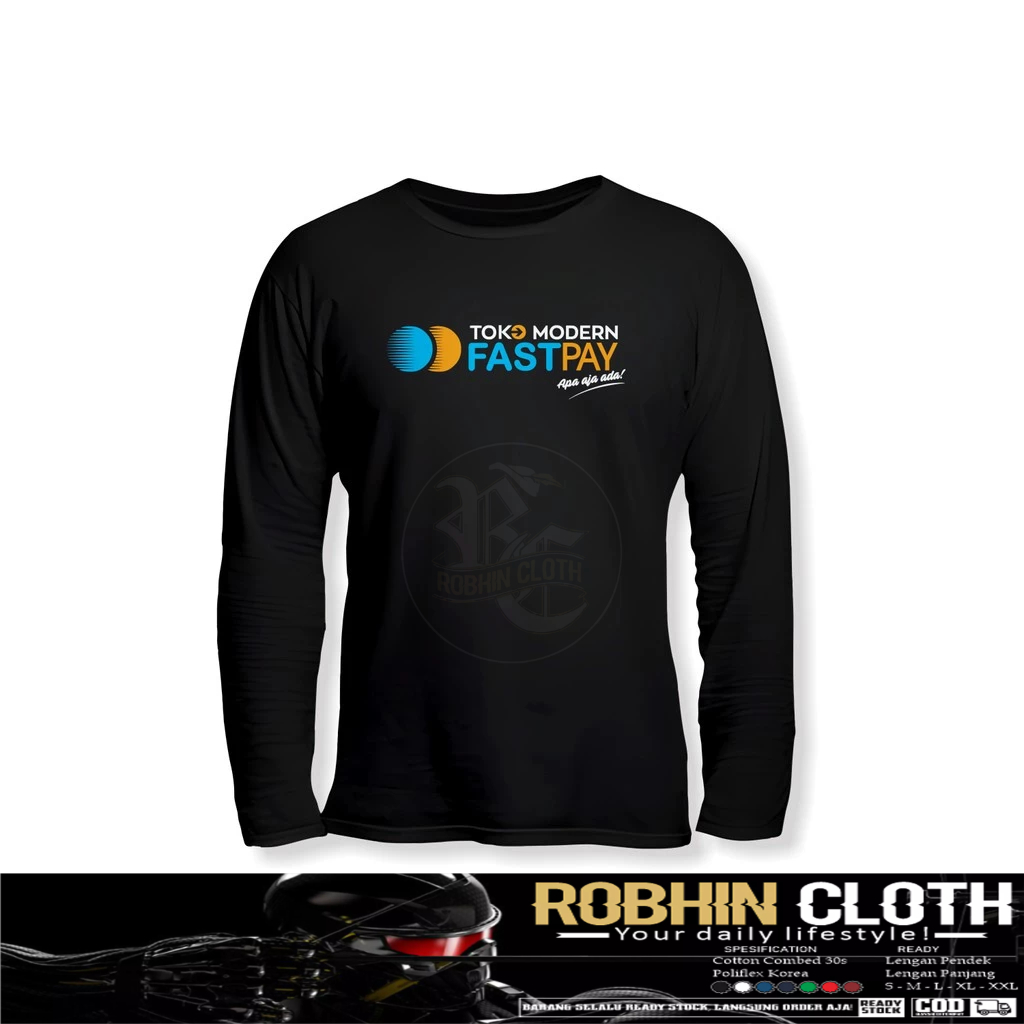 Kaos Baju Toko Modern FASTPAY Logo Lengan Panjang Baju Perusahaan