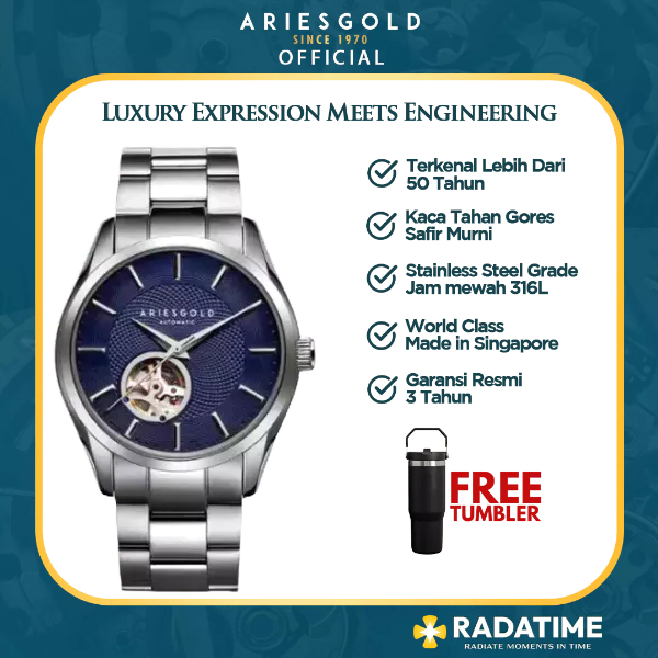 [FREE TUMBLER] Jam Tangan Pria Aries Gold Original & Garansi Resmi 2 Tahun G-9022-S-BU
