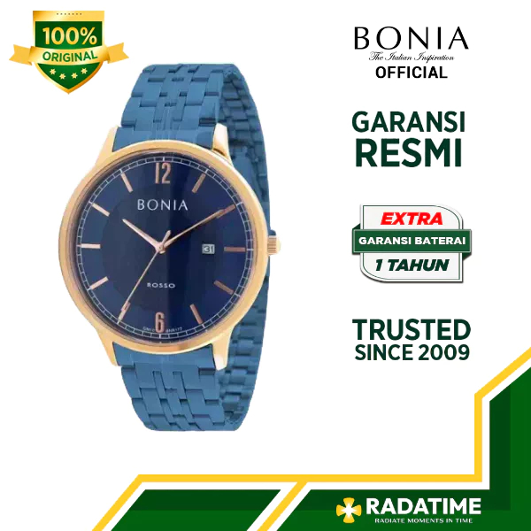 Jam Tangan Pria Bonia Rosso 100% Original Rose Gold BNR177-1585