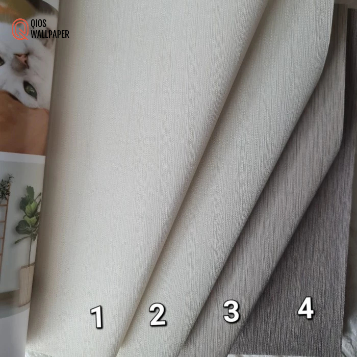 Wallpaper Dinding Serat Kayu Polos Abu Cream NR66-1 - Ukuran 53 cm x 10 Meter Per Roll, Tahan Lama d