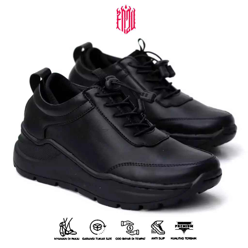 Sepatu Pria Casual Hitam Sepatu Formal Full Black