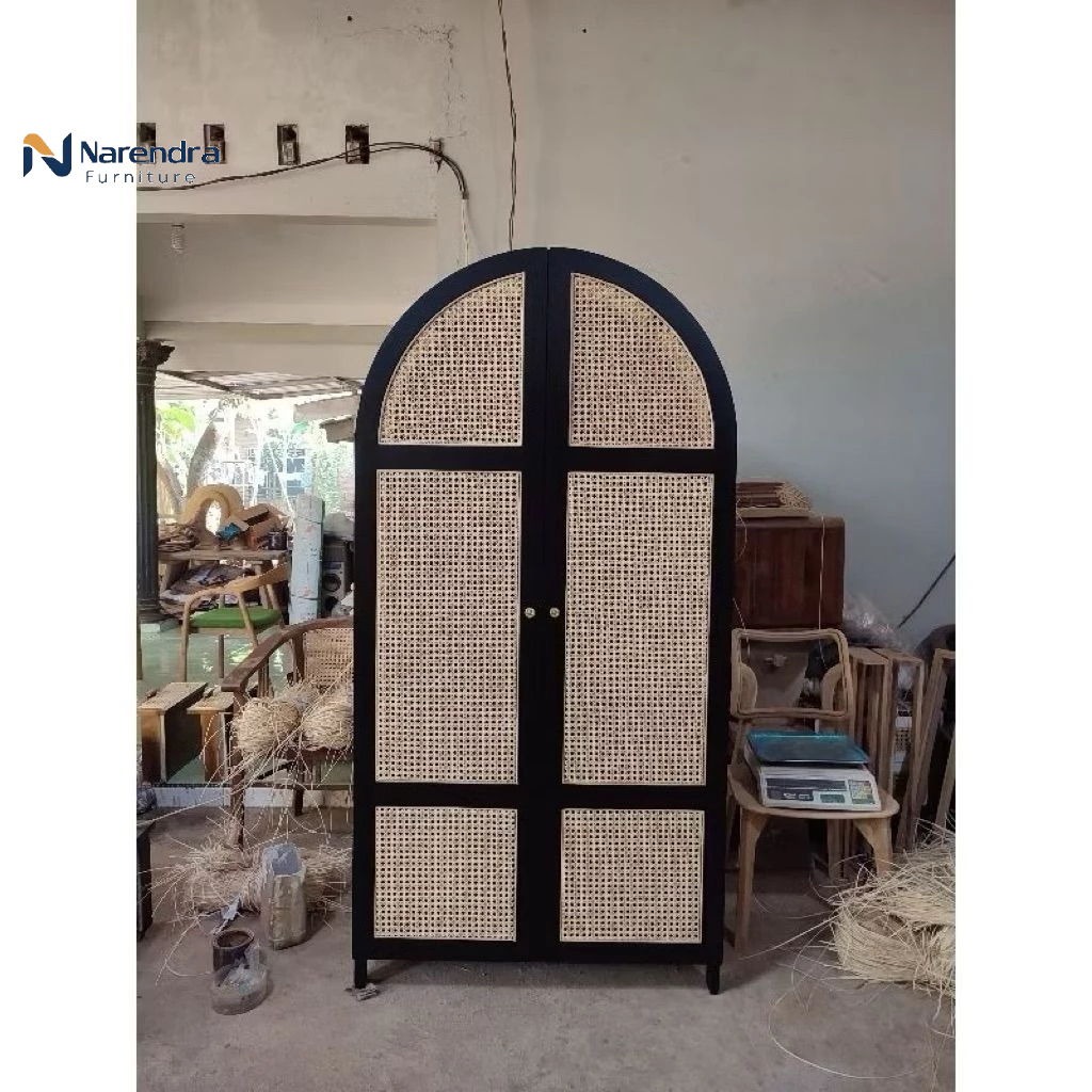 (WARDROBE) Lemari jati kombinasi rotan JATI ASLI JEPARA