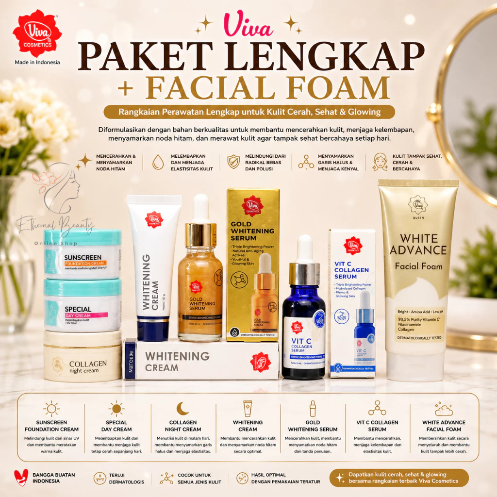 VIVA Paket Anti Flek Noda Hitam | Paket Flek Glowing Serum Viva | Paket Perawatan Skincare