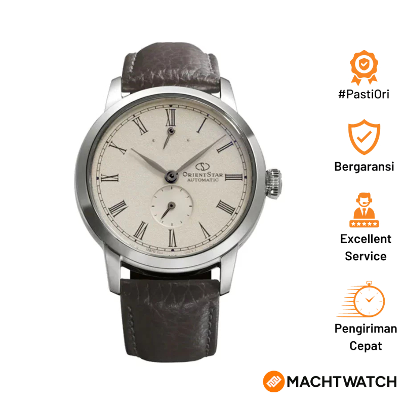 Jam Tangan Pria Orient Star M45 F7 RE-BS0002S Small Second Automatic Ivory Dial Brown Leather Strap