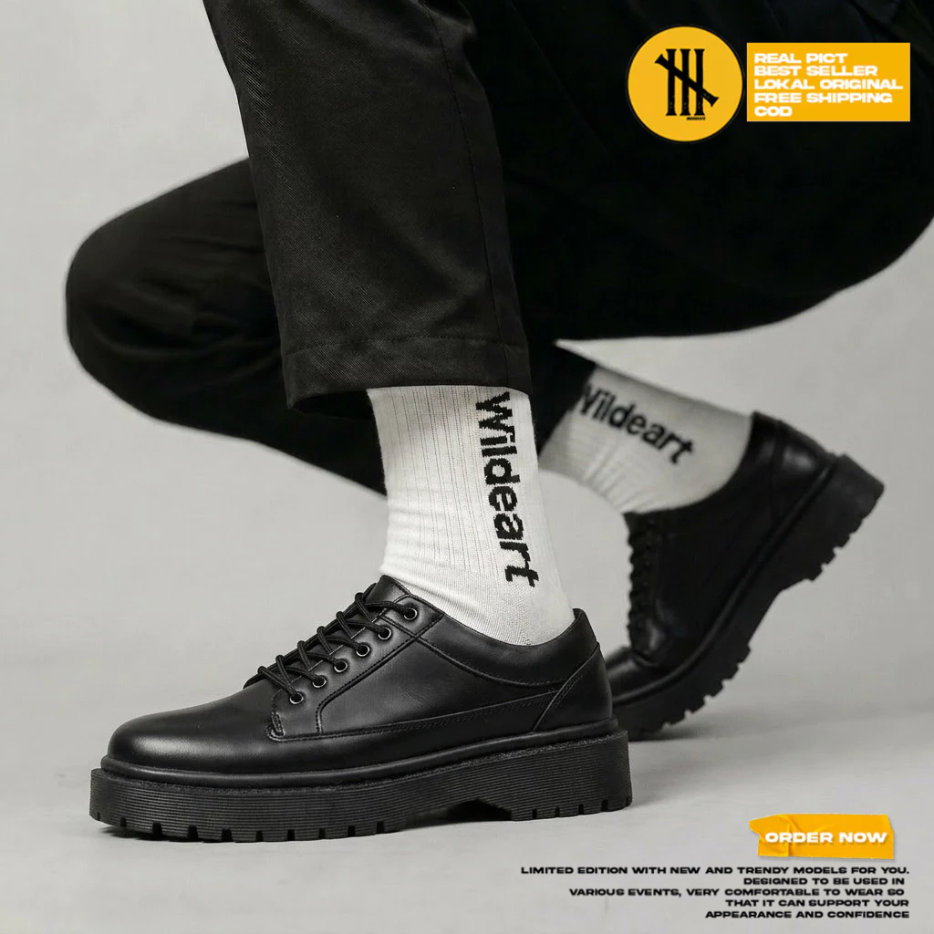 Sepatu Formal Pantofel Hitam Kerja Oxford Pria Hak Tinggi