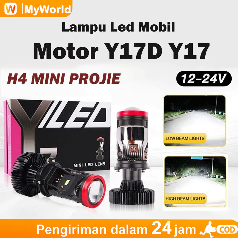 NEW COD 2PCS Lampu LED Mobil Y17D H4 Mini Projector Super Bright Cut Off High Low Jauh Dekat Hi