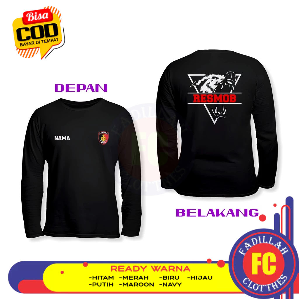 Baju Kaos Polisi RESMOB Siluet Custom Gratis Nama Kamu DB Lengan Panjang Kaos Distro