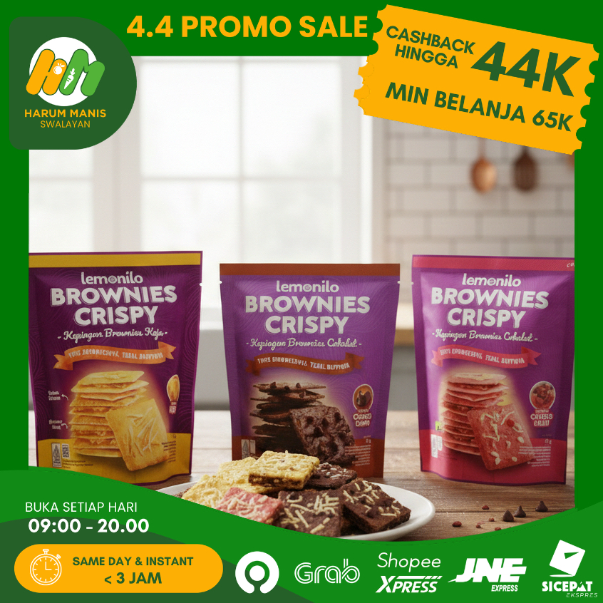 LEMONILO BROWNIES CRISPY 35GR / KEPINGAN BROWNIES COKELAT / BROWNIES CRISPY KEJU / BROWNIES CRISPY S