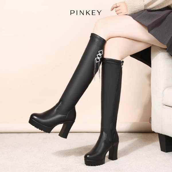 PINKEY P364 Sepatu Boots Panjang wanita Boots winter overknee leather elastic