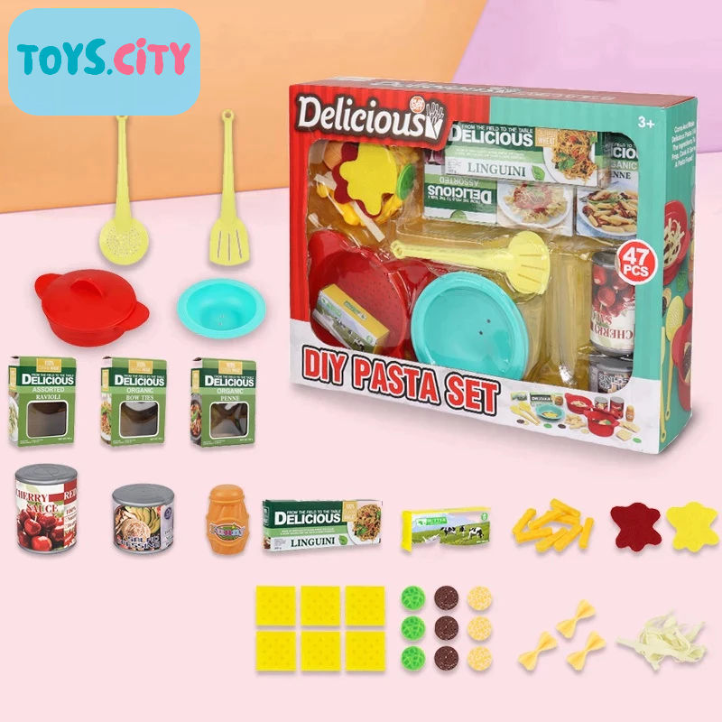Mainan Edukasi Anak DIY Mainan Masak Masakan Dapur Set Spageti Kentang Goreng Set 36pcs