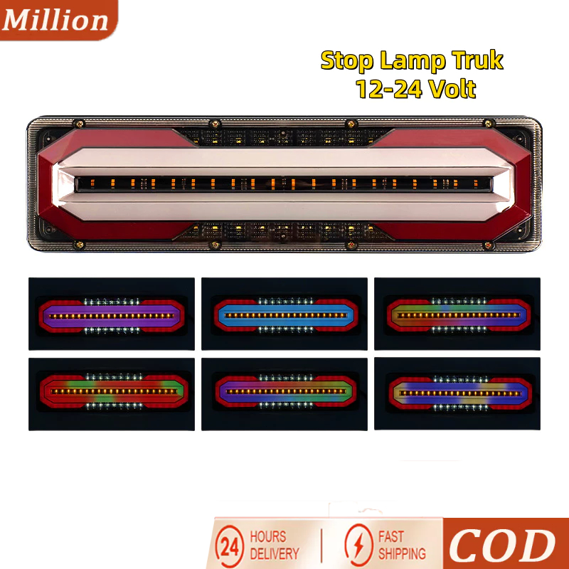 COD SEPASANG Stop Lamp Truk 12-24 Volt Senja Nyala Rgb Rem Kedip Model Kotak