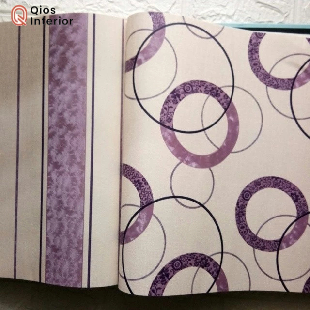 wallpaper dinding ruang tamu minimalis ungu 3D