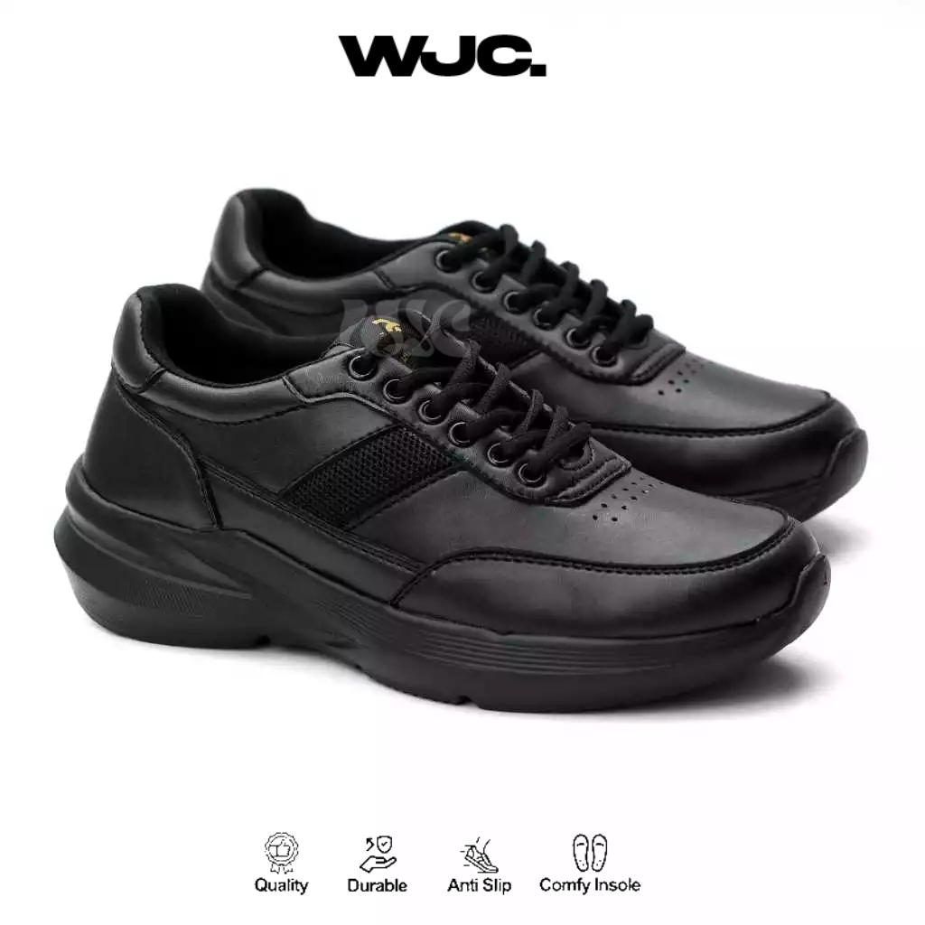 Sepatu Sneakers Pria Hitam Kulit Sintetis Chunky Sole