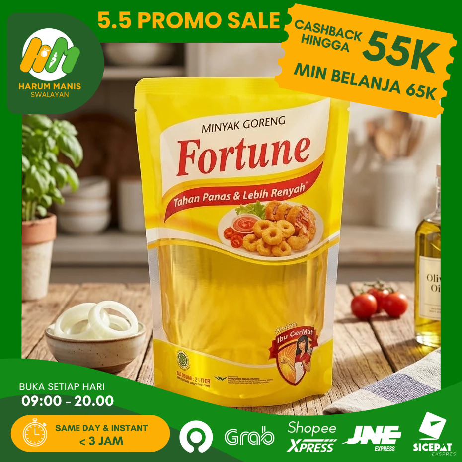 MINYAK FORTUNE 2 LITER POUCH / MINYAK GORENG FORTUNE / MINYAK GORENG REFIL 2 LITER FORTUNE