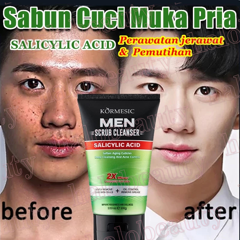 Sabun Cuci Muka Pria Daily Acne Care & Oil Control Salicylic Acid Anti Acne Face Wash Penghilangan j