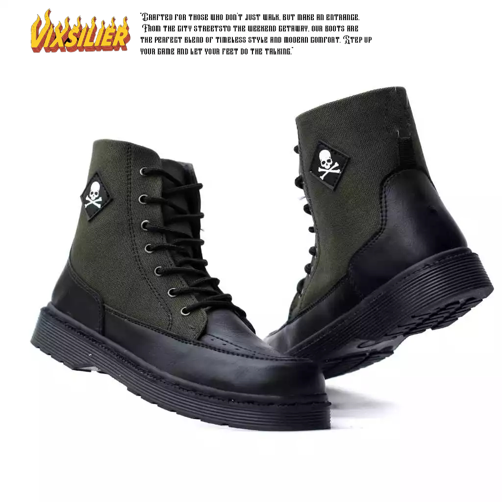 VIXILIER - Sepatu Boots Pria Casual Kanvas Kombinasi - ZAVIAN