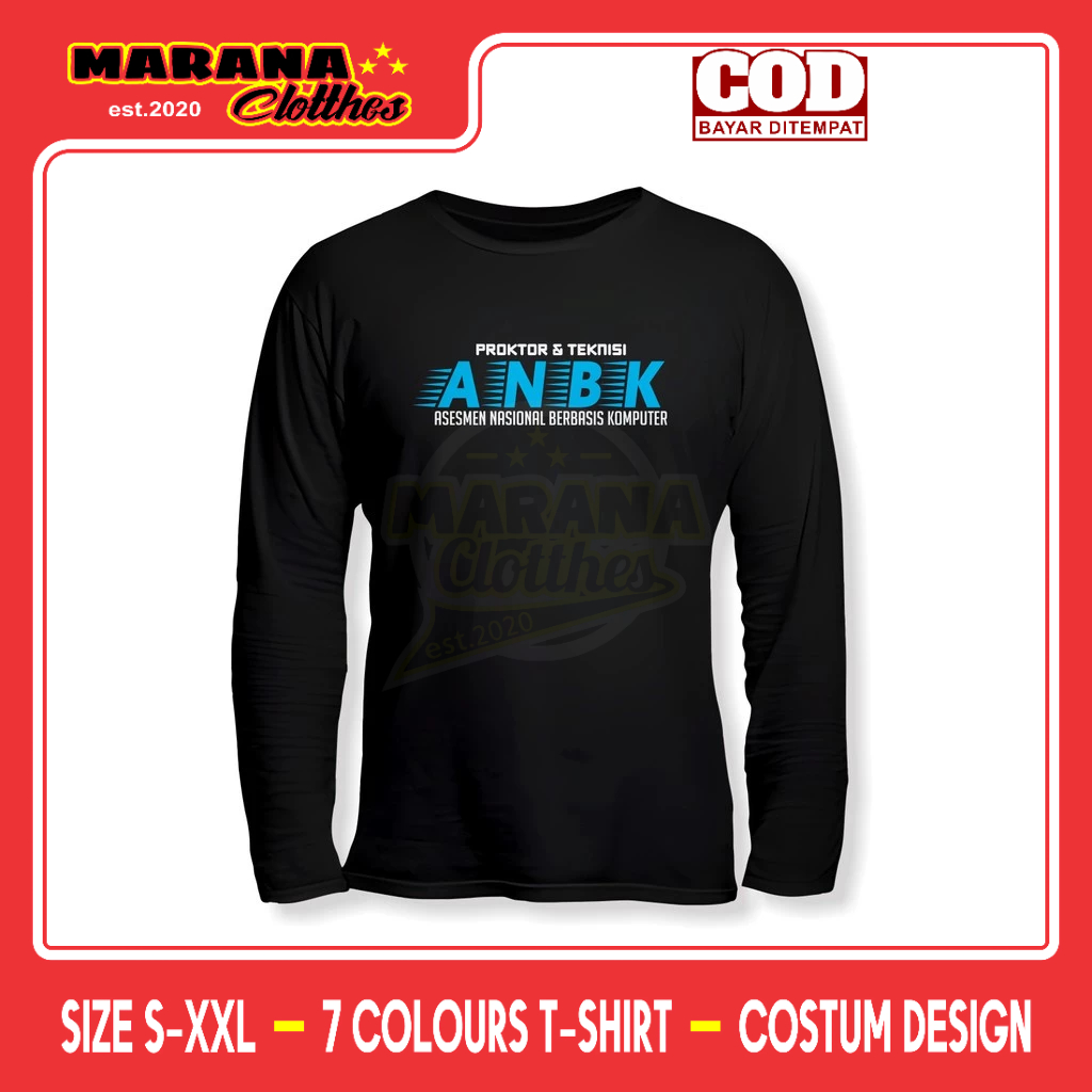 Kaos ANBK ASEMEN NASIONAL BERBASIS KOMPUTER Logo Lengan Panjang Kaos Distro