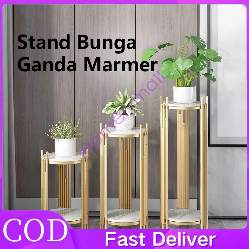 Rak Bunga Multi-layer Marmer Mewah Ringan Nordik, Rak Besi Tempa Rumah Ruang Tamu, Rak Pot Bunga Dek
