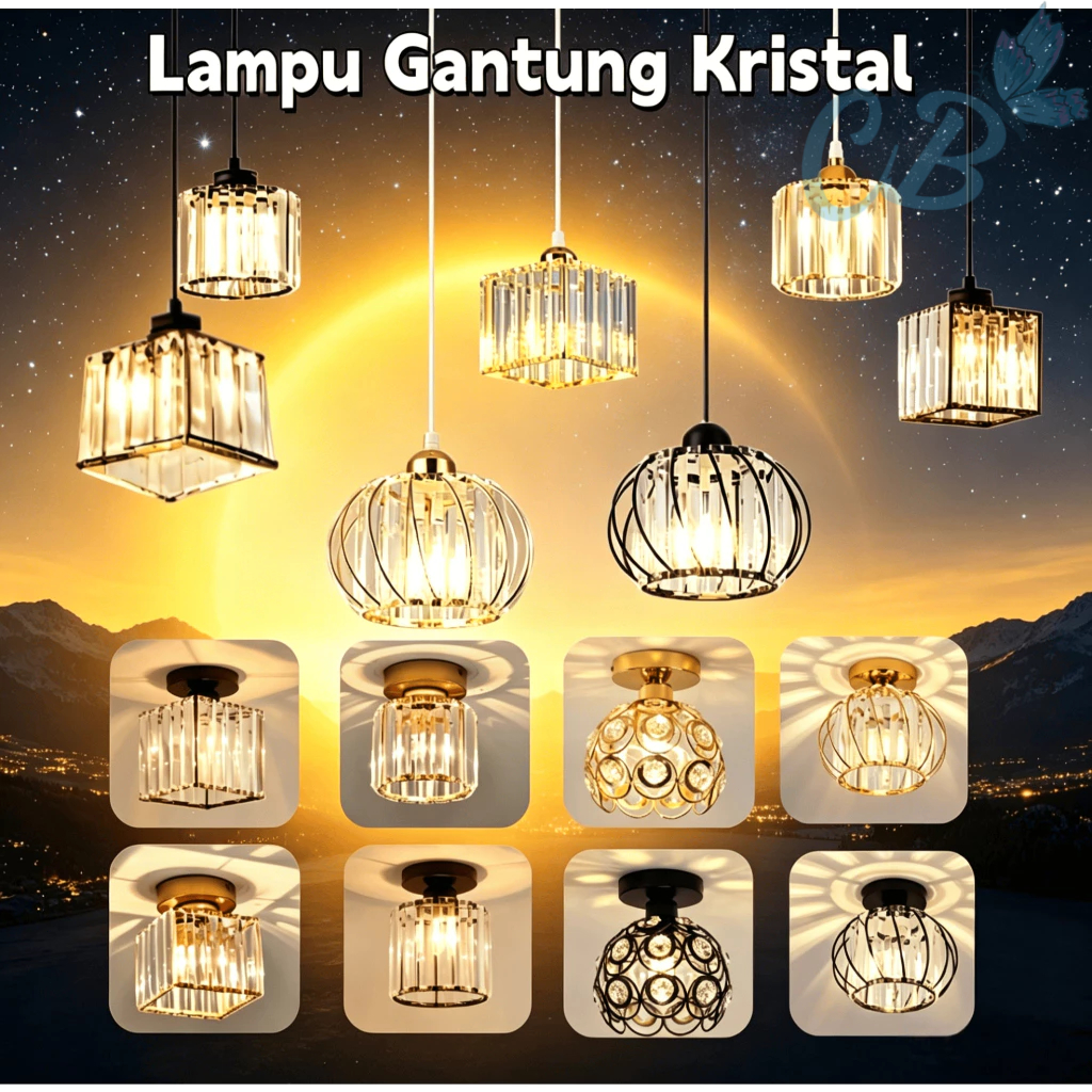 Lampu Gantung Lampu Plafon Gantung Kristal Minimalis Lampu kristal plafon rumah Lampu ceiling modern