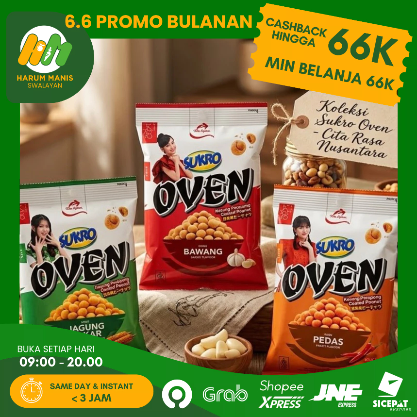 KACANG SUKRO OVEN 100GR / SUKRO OVEN BAWANG 100GR / SUKRO OVEN JAGUNG BAKAR 100GR / SUKRO OVEN PEDAS