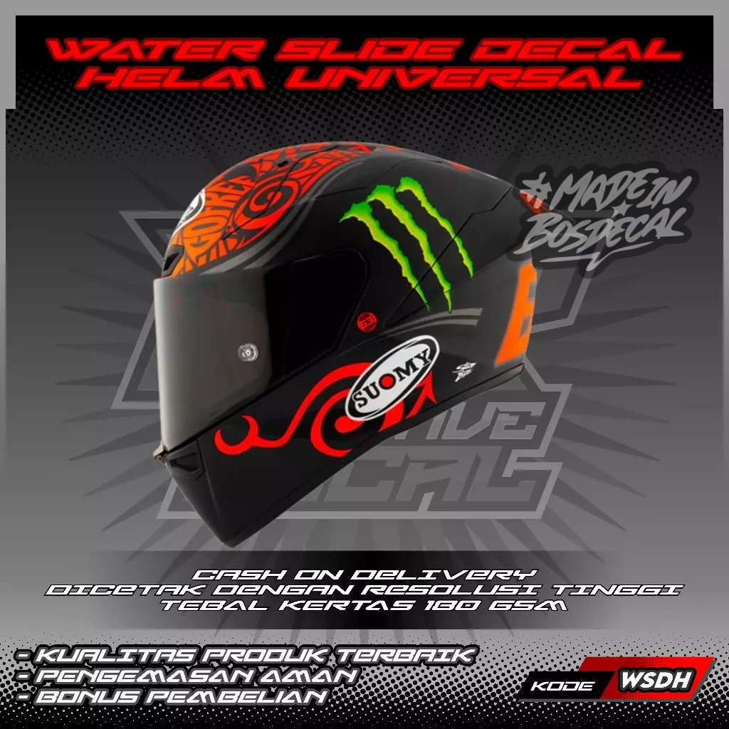 WATER SLIDE DECAL HELM FULL FACE/HALF FACE UNIVERSAL MOTIF PECCO BAGNIA 2024