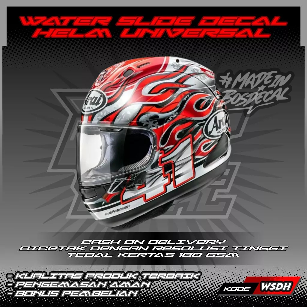 WATER SLIDE DECAL HELM UNIVERSAL MOTIF HAGA GP FIRE AND ICE | WATER SLIDE DECAL HELM