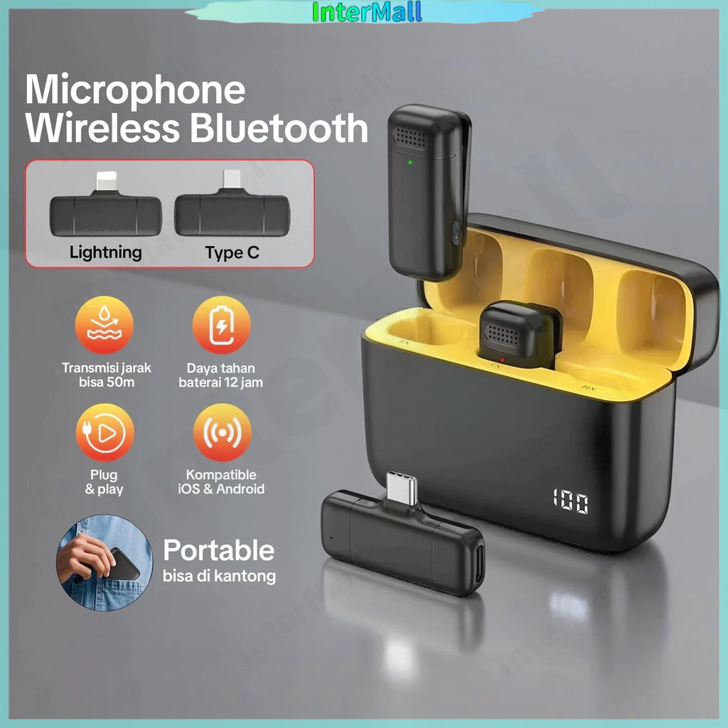 K6 Microphone Wireless Dual Lavalier Mic Clip on Mikrofon Bluetooth Vlog Live Streaming with Chargin