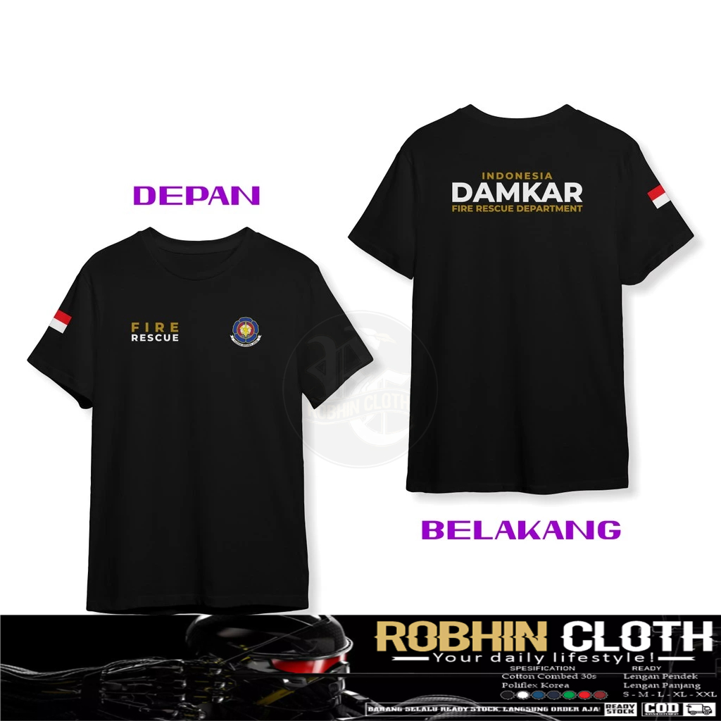 Kaos Baju Fire Rescue Indonesia Damkar Fire Rescue Department DB Kaos Distro