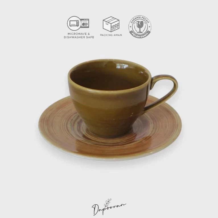 Brown Orion Cup & Saucer/Cup and Saucer Keramik Cantik/Cup and Saucer Keramik Aesthetic/Cup and Sauc