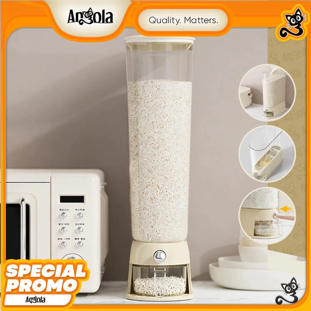 ANGOLA Dispenser Beras Otomatis 6KG-12KG E89A-E90A Tempat Penyimpanan Beras Food Grade Anti Kutu