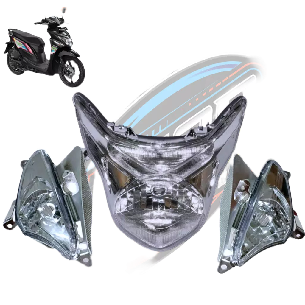 Reflektor Depan Plus Sen Kanan Kiri Motor Honda Beat Pop / Reflektor Lampu Depan Dan Sen Sein Kanan 